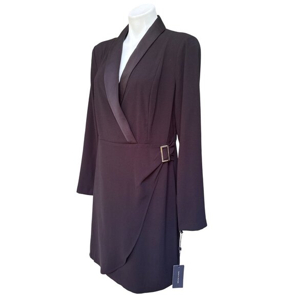 Tommy Hilfiger NWT $159 Black Shawl Collar Faux Wrap Dress, Women's SIze 12 - Picture 9 of 14